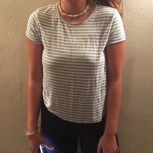 gray an white striped shirt size XL